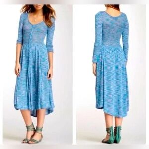 Free People Space Dyed Henley Sweater Knit Button Down Multi Color Dress Size XS